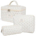 Makeup Bag,Quilted Cosmetic Bags,Large Floral Make Up Organize bag,Makeup Bag Set for Women,Flower Travel Toiletry Bag