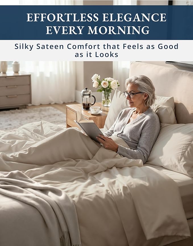 LANE LINEN Luxury 100% Egyptian Cotton Sheets Cal King Sheet Set - 1000 Thread Count, Eo Friendly Oeko-Tex Certified No Pill Fade Resistant Fully Elasticized Machine Washable Cooling Bed Sheet -Taupe
