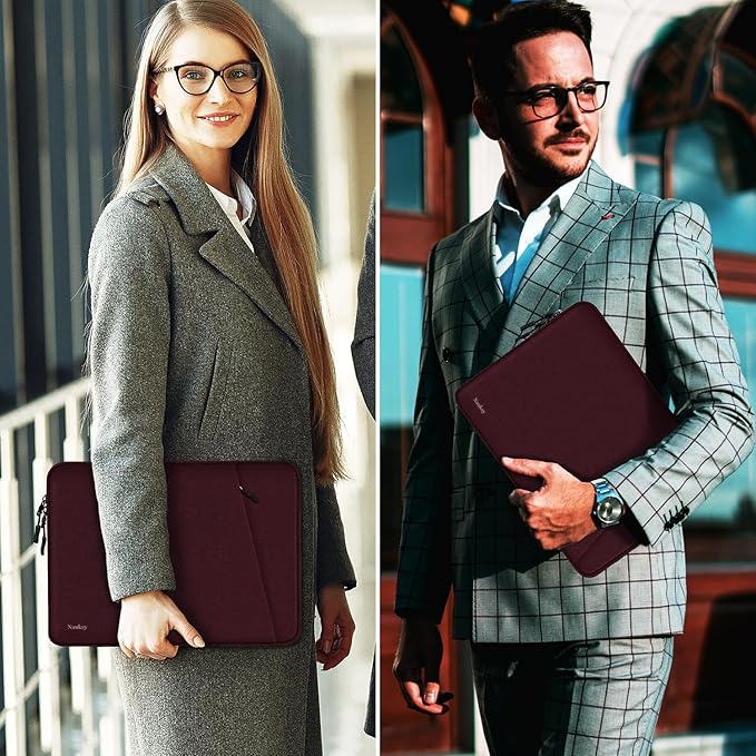 15.6 inch Laptop Sleeve, Shockproof Protective Computer Sleeve Cover with Accessories Pocket, Water Resistant Traveling Carrying Laptop Bag Compatible for MacBook Dell HP Acer Lenovo, Magenta