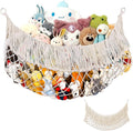Cotton Stuffed Animal Storage,Stuffed Animal Hammock,Boho Stuffed Animal Net for Bedroom(Cream-Colored)