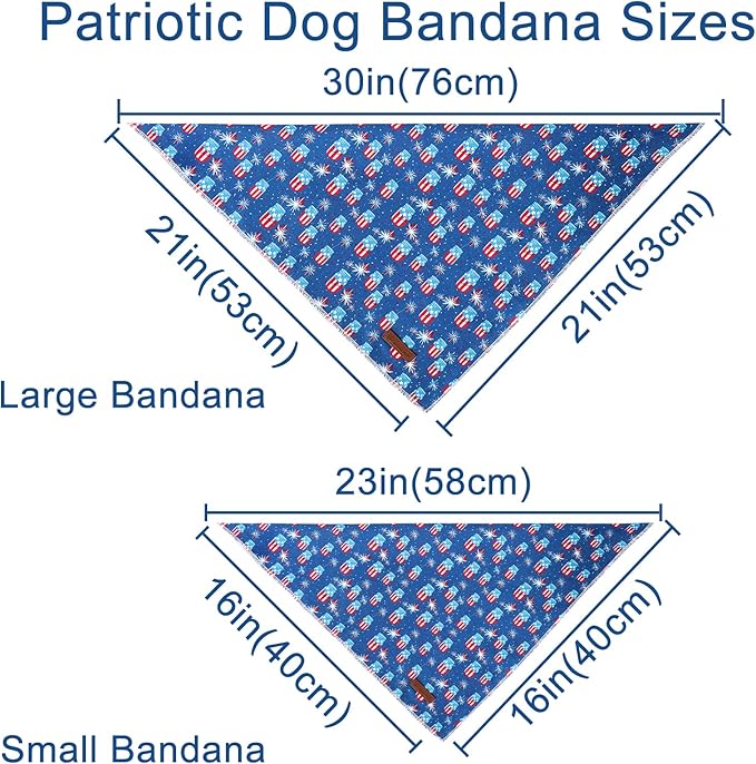 UP URARA PUP 4th of July Dog Bandana, Patriotic Bandana for Small Medium Dog, Cute Patriotic Puppy Bandana, Cotton American Flag Pet Triangle Bid Scarf Kerchief for Girl Boy Dogs or Cats