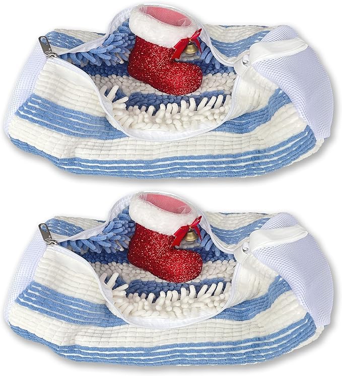 Meruya XXL Shoe Washing Machine Bag-Set of 2 Shoe Washing Bags for All Shoe Sizes, 360° Deep Clean Laundry Bag, Reusable Shoe Bag for Washing Machine, Shoe Cleaning Bag for Sneakers Tennis Shoes Sock