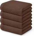 Kitinjoy 100% Cotton Waffle Weave Kitchen Towels (13 X 28 Inches, Coffee), 4-Pack Super Soft and Absorbent Dish Towel for Drying Dishes, Kitchen Hand Towels