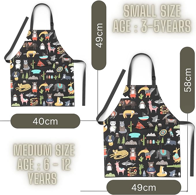 Kids Aprons for Girls and Boys, Toddler Apron with Pocket for Painting, Cooking, Baking, Gardening and Crafts