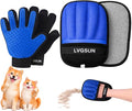 LVGSUN 3-in-1-Pet Hair Remover Gloves for Cats & Dogs, Grooming & Deshedding Mitt Set – 2 Gloves + Extra Pad, Reusable Fur Removal Tool for Shedding, Sofa, Clothes, Carpet & Car Interior