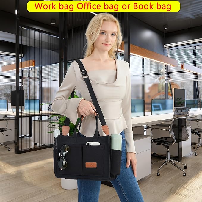 ZHMO Canvas Tote Bag for Women,Women's Bags Crossbody Bags Work Laptop Tote Bag Large Handbags Purse for Travel Nurse Teacher