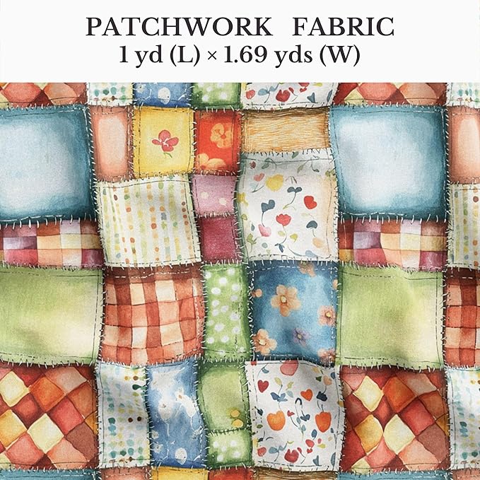 Pastel Farmhouse Patchwork Cotton Fabric – Premium Turkish Printed Cotton 140 GSM, Pre-Cut 61 x 36.6 Inches, Quilting & Sewing Fabric for Crafts, Home Decor & DIY Projects