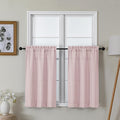Lecloud Bessie Blush Pink Kitchen Curtains 36 Inch Length 2 Panels Set, Faux Linen Textured Curtain Tiers, Light-Filtering Window Short Curtains for Basement Dining Room, Each 30 W x 36 L