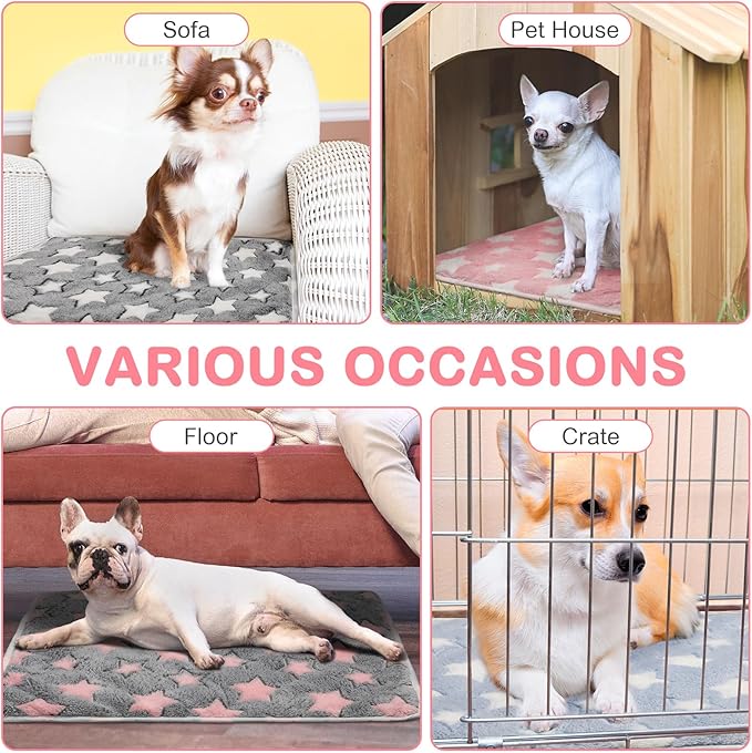 Clysee 4 Pack Self Heating Cat Bed Cat Self Warming Pad with Removable Cover Extra Warm Thermal Pet Pad Washable Pet Crate Mat Anti Slip Kennel for Indoor Outdoor Pets(Star,16 x 20 Inches)