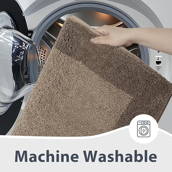 anllugs Bathroom Rugs 24" x 36", Non-Slip Extra Soft Absorbent Bath Rugs, Machine Washable Quick Dry Bath Mats for Bathroom Floor, Shower, Bathtub and Sink, Grayish Brown & Coffee