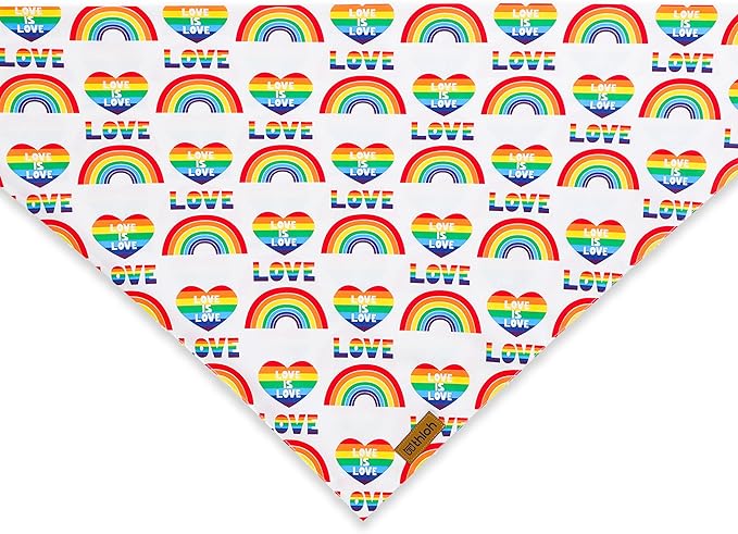 THLOH Pride Dog Bandanas - 2 Pack Reversible LGBT LGBT+ Love is Love Pet Scarf for Boy and Girl | Premium Durable Fabric | Rainbow Bandana for Small Medium Large and Extra Large Dogs (Large)