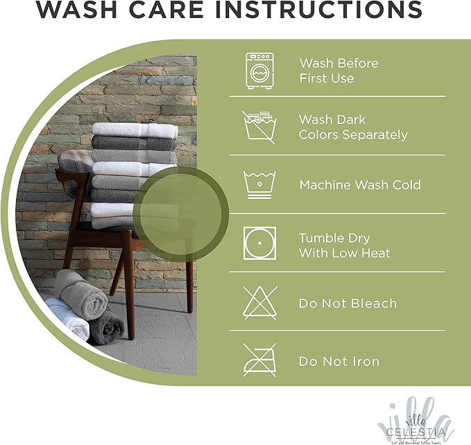 Villa Celestia 100% Cotton Hand Towel Set of 4, (16 x 28 inches) Sustainable, Soft, Highly Absorbent, Quick Drying, Combed Cotton Hand Towels Pack of 4 Ideal for Hotels, Spa, Bathroom, Dorm, Sage