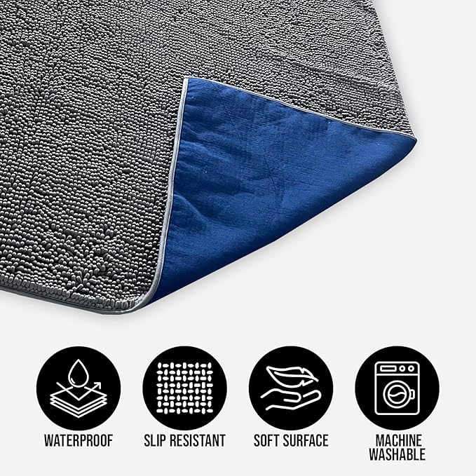 Muddy Mat® Dog Blanket - Chenille Water Absorption Blanket for Bed & Couch Cover for Dogs Washable, Anti-Slip Soft and Durable Furniture Protector for Dogs - Grey 29"x40"