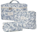 SXS LACONIC Quilted Makeup Bag,Large Cosmetics Bag Set,Coquette Floral Make up Pouch,Travel Toiletry Bag for Women