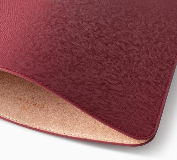 Comfyable Laptop Sleeve 13 Inch Precisely Compatible with MacBook Air M4 2025-2018 & MacBook Pro M2 2022 M1 2020-2016, Genuine Leather Cover Case, Wine Red