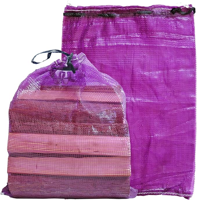 deebree Mesh Firewood Bags 22"×32" Crawfish Sacks, Firewood Bags for Selling, Onion Bag Storage Potato Sacks Mesh Wood Bag Bulk (Pack of 10)