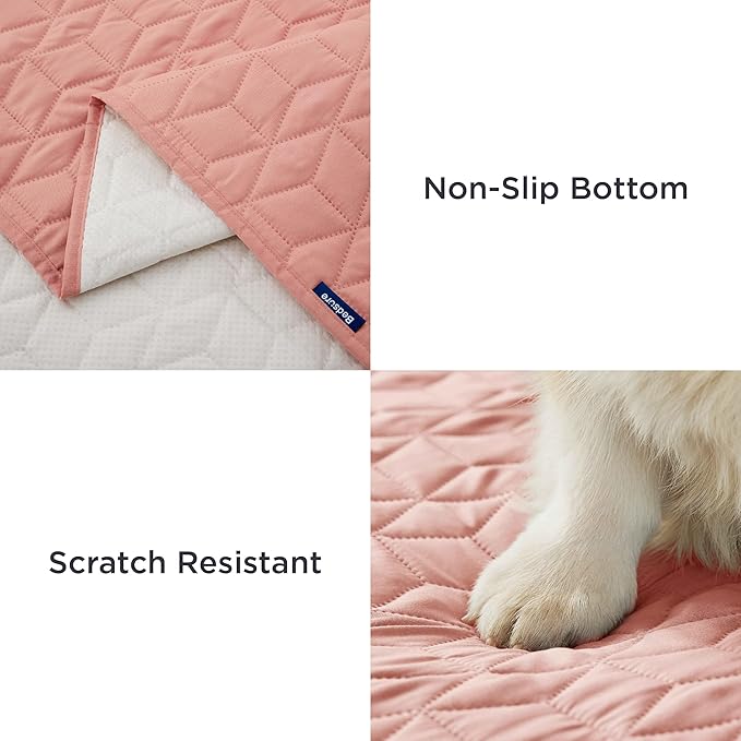 Bedsure 100% Waterproof Couch Cover for Dogs Washable - Non Slip Waterproof Blanket Large for Bed Sofa, Lightweight Furniture Protector Durable for Pet Cat Puppy with Non-Slip Bottom, Pink, 52x82IN