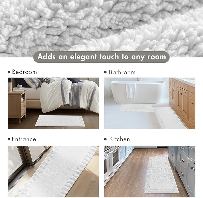 Madison Park Splendor Reversible 100% Cotton Tufted Bathroom Rug-3000 GSM Hotel Quality Luxurious Plush Medium Pile Bath Mat Absorbent, Quick Dry, Shower Room Décor, 24x60 Grey