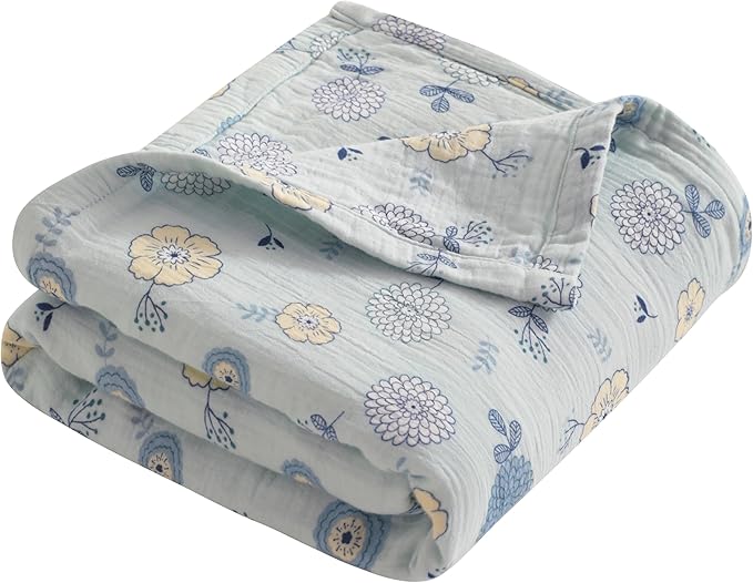 NTBAY 4 Layer Muslin Cotton Toddler Blanket, 30x40 Soft and Breathable Receiving for Newborns and Infants, Perfect for Crib, Stroller, Travel, Lightweight Nursery Blanket, Rustic Bloom