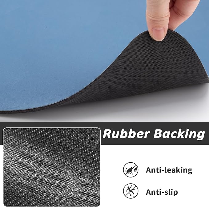 HotLive Dog Food Mat - Absorbent Cat Mat for Food and Water, No Stains Pet Feeding Bowl Mat, Easy to Clean Pet Placemats, Quick Dry Dog Water Dispenser Mat for Messy Drinkers | Blue 24"x36"