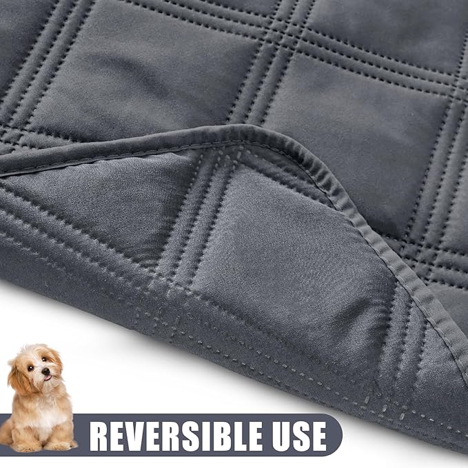 Smiry Waterproof Dog Bed Cover Blanket 52x82, Soft Reversible Pet Blanket, Washable Leakproof Cats Dogs Couch Cover for Sofa, Couch, Furniture, Lattice, Dark Grey/Dark Grey