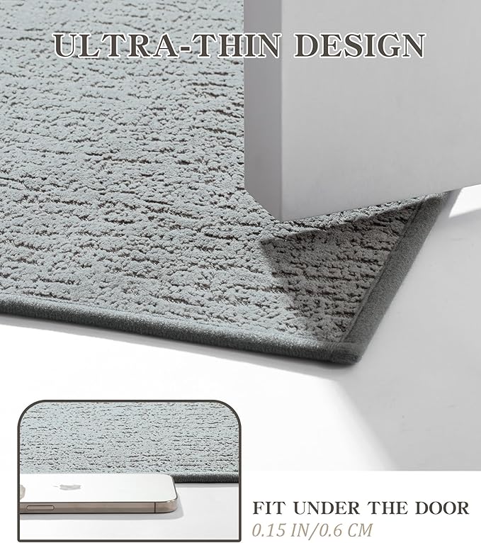 chakme Bathroom Rugs Mat 36x24, Ultra Thin Non Slip Bath Mat Quick Dry Absorbent Bath Mat for Bathroom Floor, (Light Grey, 36"x24")