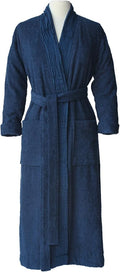 Nine Space Turkish Cotton Pleated Trim Terry Robe | Luxurious Bathrobe, Soft Spa Robe, Cozy Lounge Wear for Women