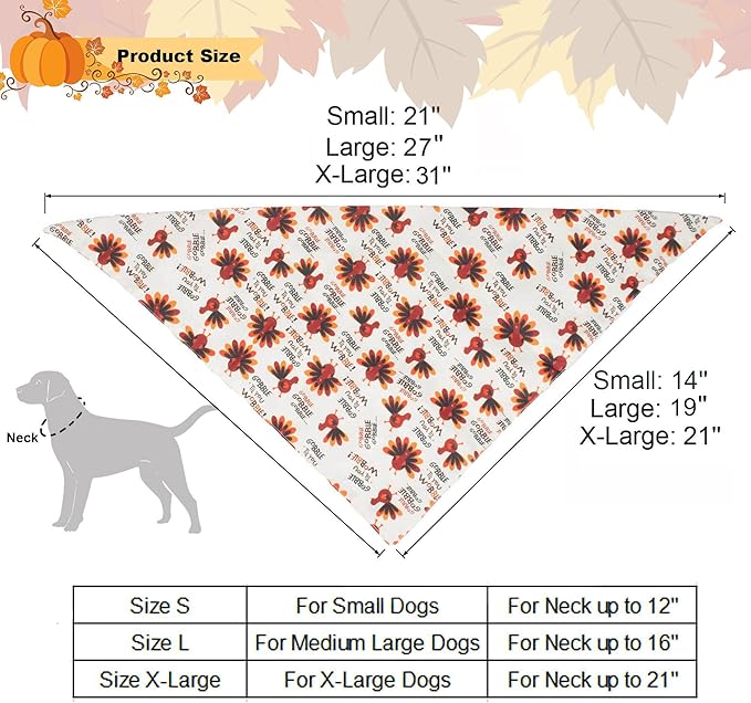 ADOGGYGO Thanksgiving Dog Bandana Fall Autumn Pet Bandana Reversible Triangle Bibs Scarf Accessories for Small Dogs Pets (Small, Thanksgiving)