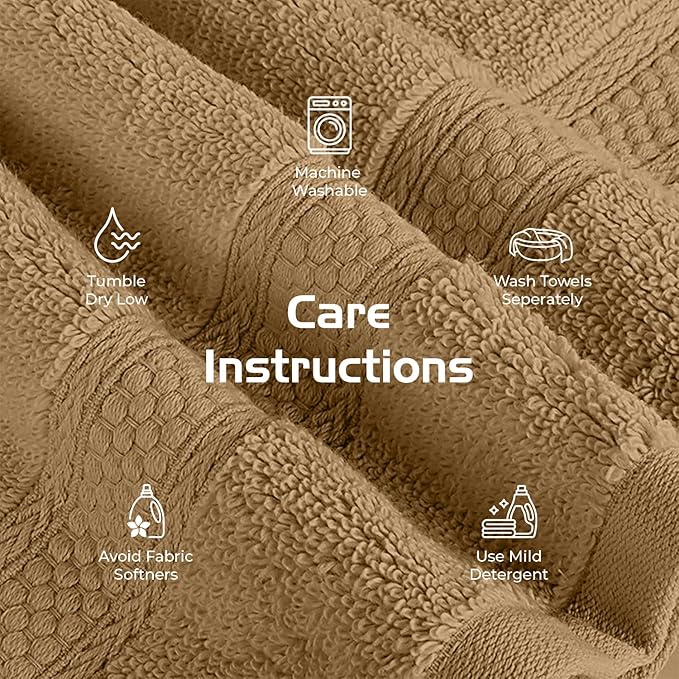 RIVERSIDE 12 Pack Premium 100% Cotton Face Wash Cloths, 12 x 12 Inches, Soft & Absorbent Face Towels for Bathroom Wash Clothes, 550 GSM, Luxury WashCloths for Showering, Body, Spa & Gym, Tan