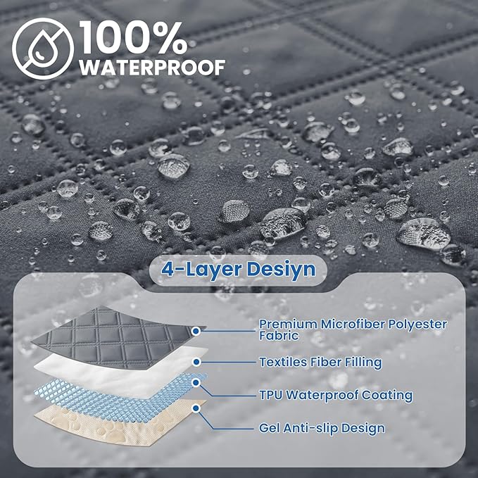 CYCMACO Waterproof Dog Bed Cover Pet Blanket, Soft Couch Cover for Dogs Washable, Non-Slip Dog Blanket Protect Furniture Couch Sofa Car for Puppy Large Dogs Cat (52x82 Inch, Dark Grey)