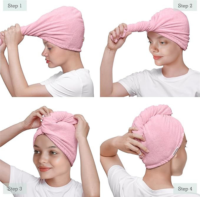 Brook + Bay Microfiber Hair Towel Wrap - Quick-Dry Absorption & Microfiber Towel - Anti-Frizz Styling & Hair Plop Technique