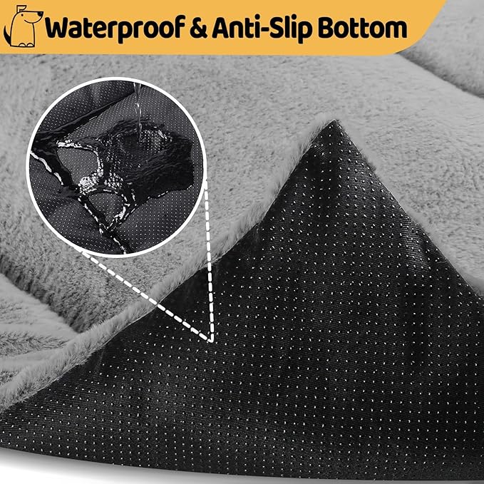 ZENGAOOU Dog Crate Pad Washable, Plush 24 x 18 Inch Anti-Slip Kennel Mat for Small Dogs, Puppies & Cats, Fits Wire or Metal Crates, Dark Grey
