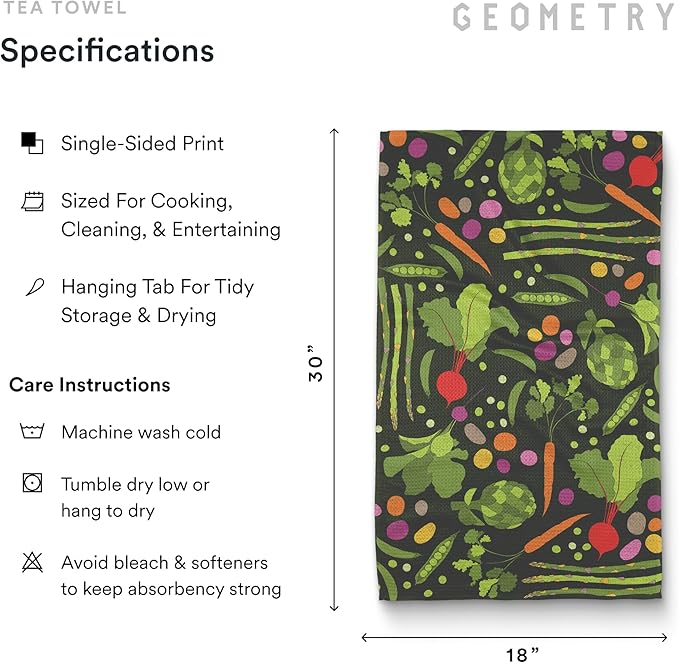 GEOMETRY Kitchen Tea Towels - Quick Dry Microfiber Dish Towels for Kitchen Spring Sprout, 18" x 30" 1 Pack