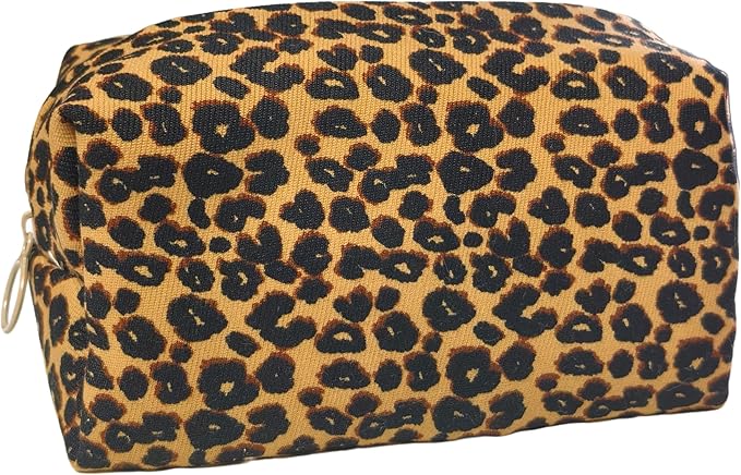 STARDW Leopard Makeup Bag Cosmetic Bags for Women and Girls, Cute Small Makeup Pouch, Pouches for Purse,Travel Toiletry Bag,Canvas Lining