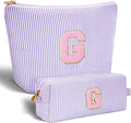 Btffitting Personalized Makeup Bag for Women Girls - Fashion Cosmetic Bag Trendy Travel Toiletry Bag with Initials Letter - Teen Gifts - Lavender,G