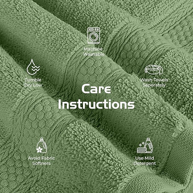 RIVERSIDE 12 Pack Premium 100% Cotton Face Wash Cloths, 12 x 12 Inches, Soft & Absorbent Face Towels for Bathroom Wash Clothes, 550 GSM, Luxury WashCloths for Showering, Body, Spa & Gym, Sage Green