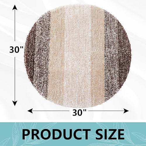Arotive Microfiber Bathroom Rugs, Shaggy Soft and Absorbent Bath Rug, Non-Slip, Thick Plush Machine Washable Dry Bath Mats for Bathroom, Tub and Shower, 30x30, Brown, Round