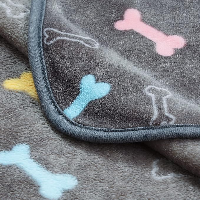 Allisandro Luxurious Dog Blanket, 350 GSM Super Fuzzy Microplush Fleece Pet Blankets for Small Medium Large Dogs and Cats, Vivid Bone, 80 × 64 Inches