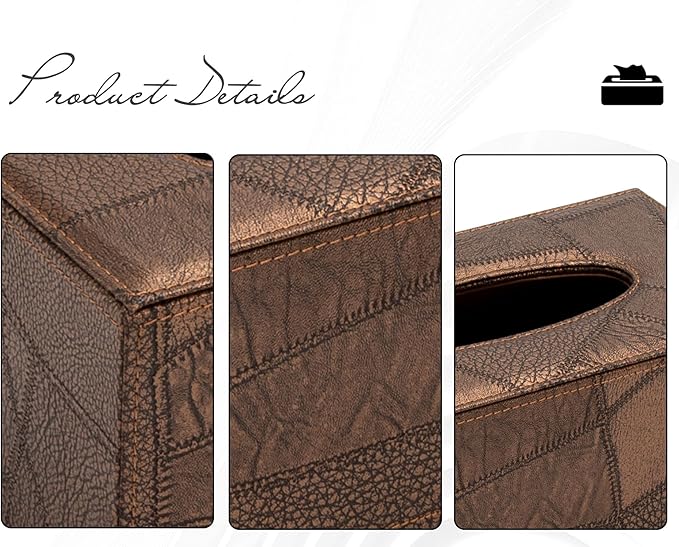 Colylan Tissue Box Cover Rectangular Tissue Box Holder for Bathroom (Retro Brown)