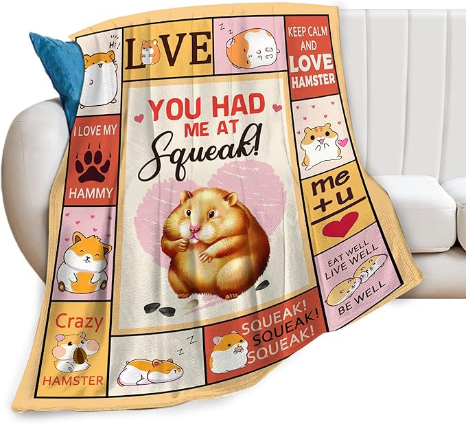 Hamster Blanket Hamster Throw Blanket Soft Fleece Flannel Bedding Gifts for Men Boys Women Girls Lovers Adults Stuff Plush for Couch Sofa Bed Room Decor 60"X80"