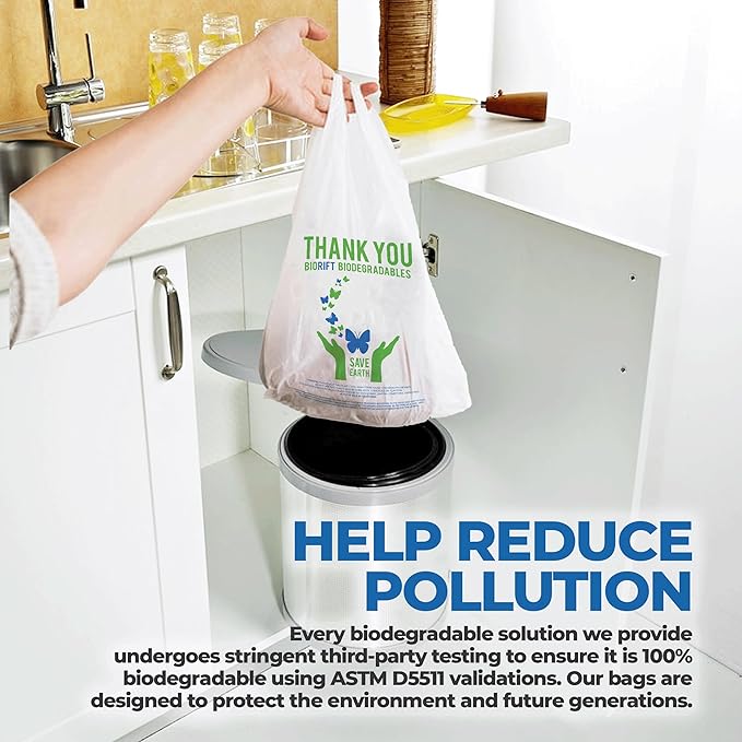 Biodegradable Thank You Bags | 1000 Count - Bulk | Extra Thick, Strong, Recyclable, & Reusable | 100% Biodegradable Shopping Bags, Grocery/Restaurant/Supermarket | 12" x 6.5" x 22" | Made in USA