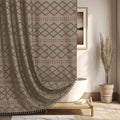 Siiluminisoy Boho Farmhouse Shower Curtain, 72 x 72 Tufted Chevron Textured Striped Modern Minimalist Cloth Shower Curtain for Bathroom