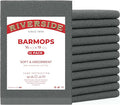 RIVERSIDE Bar Mop Towels Pack of 12, 16x19 Inches, 100% Ring Spun Cotton Terry Cloth Kitchen Towel, Highly Absorbent & Reusable Multipurpose Cleaning Rags for Bathroom, Hotel, Restaurant, Gray