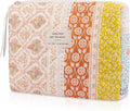 Gosect Floral Makeup Bag, Small Cosmetic Bag for Women Girls, Cute Cotton Makeup Bag, Quilted Makeup Bags, Flower Travel Toiletry Organizer Bag(Color-Coded Floral)