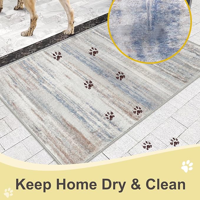 COMSLE Door Mat, Front Door Mat Indoor for Entrance Faux Wool Absorbent Non Slip Modern Throw Rug for Entryway Hallway Muddy Paws - Pet Friendly, 24x48 Inches, Machine Washable