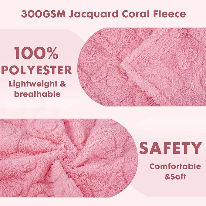 gogobunny Calming Plush Dog Cat Blanket 300GSM Coral Fleece, Ultra-Soft Machine Washable Pet Bedding for Small Medium Dogs Cats Puppies Kittens (Pink, 40x50)