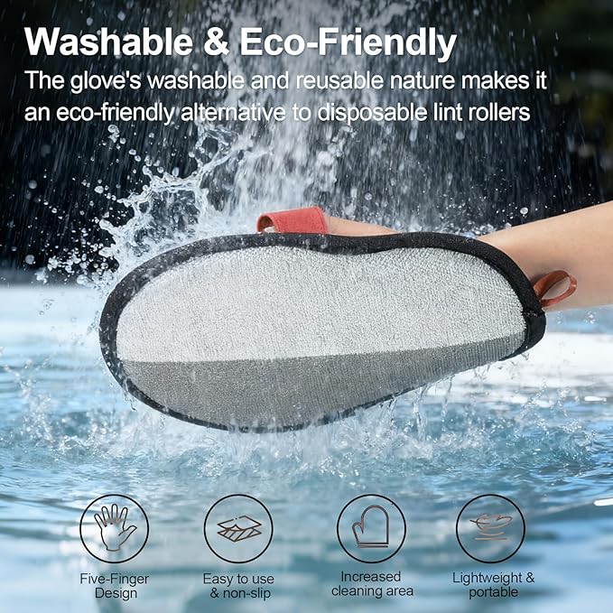 Bifobar Pet Hair Removal Glove - Magic Brush Electrostatic Mitt for Dogs & Cats, Reusable Grooming Gloves - Dog Hair Remover Tool with 5-Finger Design for Couch, Carpet, Furniture, Laundry & Clothing