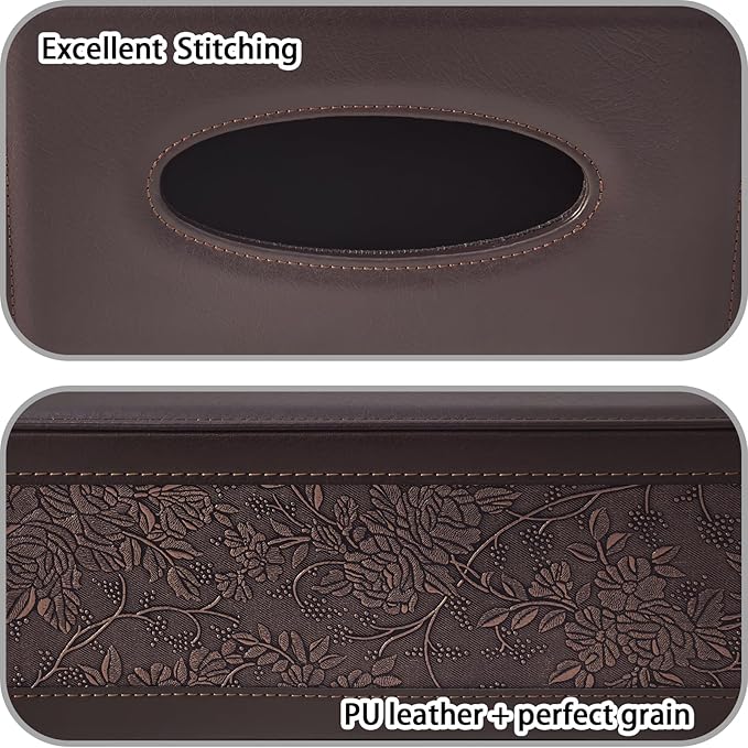 XNONE PU Leather Tissue Box Cover Tissue Box Holder Rectangle Tissues Organizer with Magnetic Bottom,Decorative Napkin Caddy for Vanity Dresser Night Stand Table Countertop Home Office Car,Retro