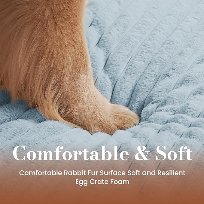 Cozila Large Orthopedic Dog Crate Bed with Waterproof Lining, Soft Short Plush Surface & Egg Crate Foam for Calming Puppy, Machine Washable Pet Bed with Removable Cover & Anti Slip Bottom