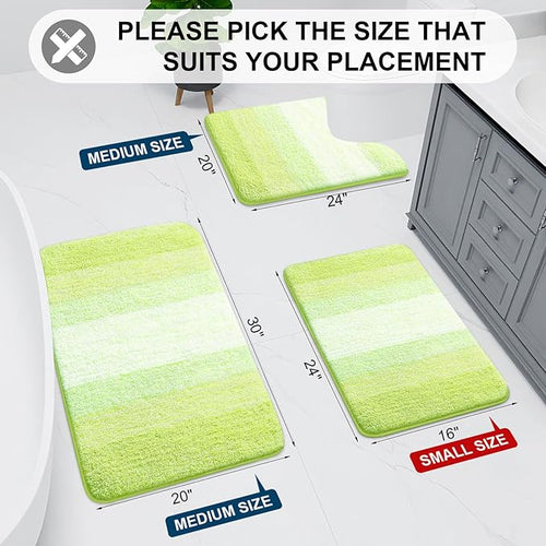 Arotive Microfiber Bathroom Rugs, Shaggy Soft and Absorbent Contour Toilet Rugs, Non-Slip, Thick Plush Machine Washable Dry Bath Mats for Toilet Base, 30x20, Light Green, Rectangular